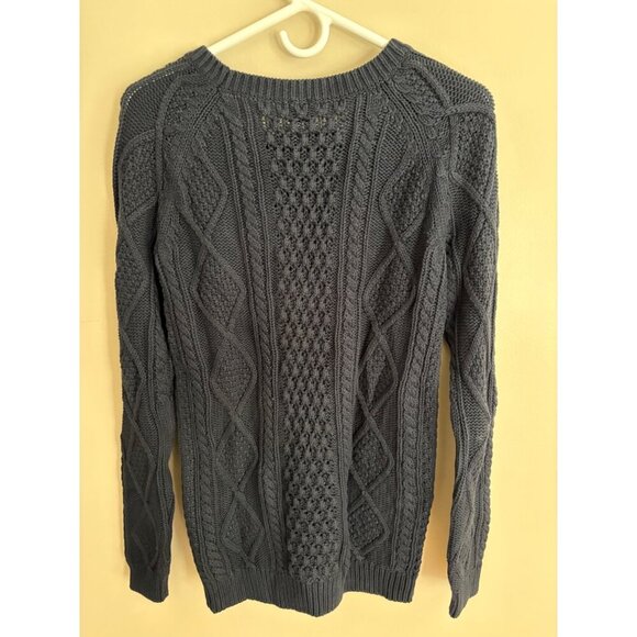 GAP Navy Blue Cable Knit Fisherman Sweater Size Small TALL/Long Length - Picture 8 of 10